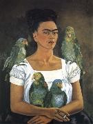 Frida Kahlo Me and My Parrots oil on canvas